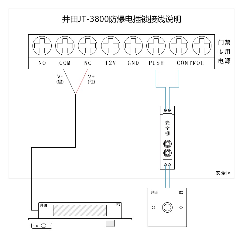 井田防爆电插锁 JT-3800 接线说明